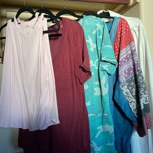 Five cotton Free People tops in size Large